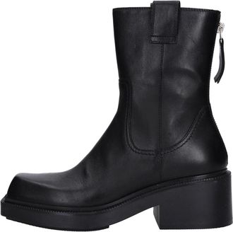 Vic Mati&eacute; Leren Enkelboot - Dames - Laarzen met Hak - Zwart - 36 1/2 EU - Leer - Schoenen