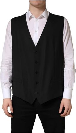 Dolce & Gabbana Single-Breasted Waistcoat - Heren - Gillet - Zwart - 5XL - Wol - Kostuums