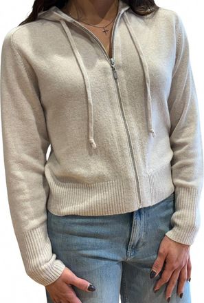 Kinross Cashmere Zip Hoodie In Almond