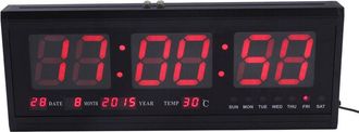 OEM Gran Temporizador Digital Led De Pared, Despertador A Pilas Con Calendario De Temperatura (rojo)