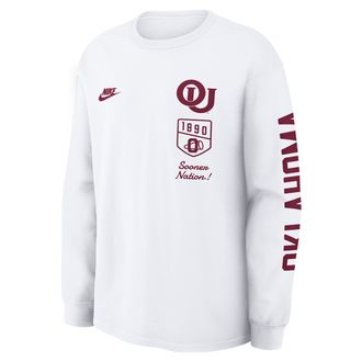Nike Oklahoma Legacy Nike Mens College Long-Sleeve T-Shirt in White | 04T910AOKV-4MX