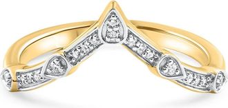 Pompeii3 Curved V Shape Diamond Wedding Anniversary Guard Engagement Ring Gold Lab Grown