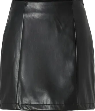 Pieces Minirock PIECES PCVERA HW SHORT SKIRT NOOS WB PU, Damen, Gr. XL, schwarz, Web, Obermaterial: 100% Polyester, unifarben, figurbetont kniefrei, R&ouml;cke Mi