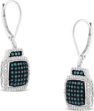 House of Brilliance Black Rhodium over Silver 3/4 Ct Blue and White Diamond Dangle Earrings at Nordstrom