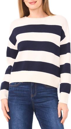 CeCe by Cynthia Steffe Stripe Roll Neck Sweater in Classic Navy Stripe at Nordstrom Rack, Size X-Small