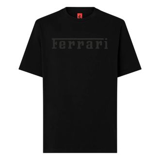 Ferrari T-Shirts, male, Black, Size: M Cotton T-shirt with logo