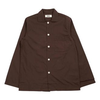 Tekla Shirts, female, Brown, Size: XS Coffee Poplin Long-Sleeved Shirt