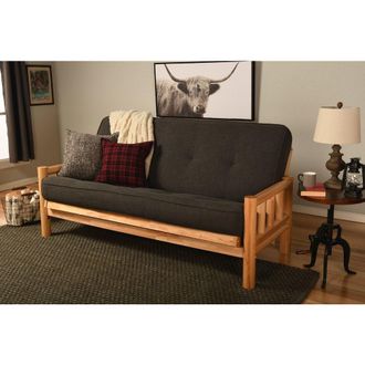 Kodiak Lodge Frame-Natural Finish-Linen Charcoal Mattress