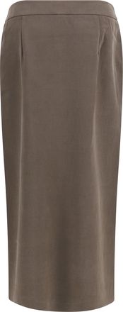 Giorgio Armani Womens Silk And Wool Wrap Long Skirt With Patch Pocket Mud