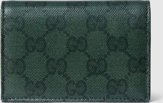 Gucci Essence Classic Card Case, Green, Original GG Fabric