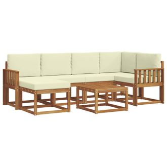 vidaXL Conjunto De Sof&aacute;s De Exterior Con Coj&iacute;n 7 Pcs Natural Y Crema Vidaxl