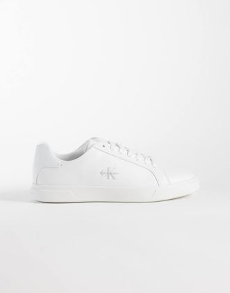 Calvin Klein Sneakers cupsole basse in pelle bianca-Bianco