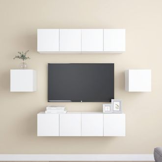 vidaXL Set De Muebles De Sal&oacute;n Tv 6 Piezas Madera De Ingenier&iacute;a Blanco Vidaxl