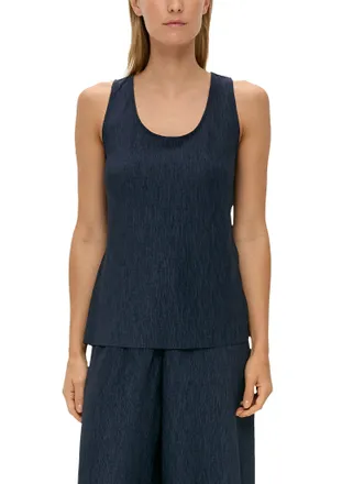 s.Oliver Shirttop S.OLIVER, Damen, Gr. 36, blau, Jersey, Obermaterial: 100% Polyester, Strukturmuster, regular fit Po-bedeckend, V-Ausschnitt, Tops Shirttop, m