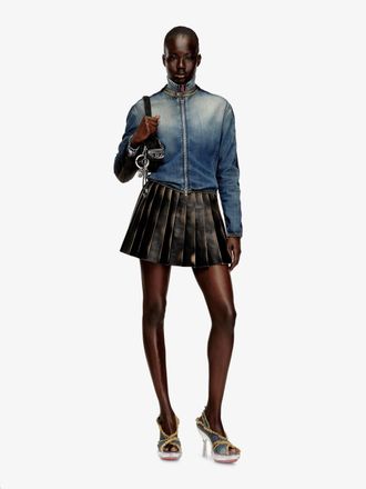 Diesel Pleated Faux Leather Skirt - Black
