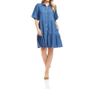 Karen Kane By The Sea Puff Sleeve Dress In Chambray