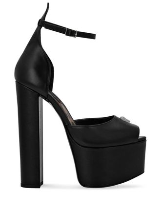 Philipp Plein platform leather sandals - women - Calf Leather/Calf Leather/Calf Leather - 40 - Black