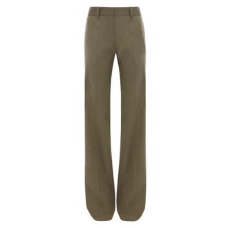 Victoria Beckham Melange Tailored Broeken - Dames - Straight fit broeken - Groen - XS - Wol - Broeken