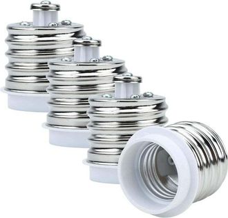 OEM 4 Adattatori Da E40 A E27 Per Portalampade, Colore Bianco - Set Di 4 Adattatori Di Conversione Per Portalampade A Incandescenza, Led, Alogene E A Risp