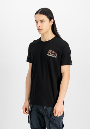 Alpha Industries T-Shirt ALPHA INDUSTRIES Naval Backprint T-Shirt, Herren, Gr. XXL, schwarz, Obermaterial: 100% Baumwolle, Shirts T-Shirt