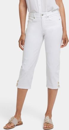 NYDJ Marilyn Button Hem Straight Leg Capri Jeans in Optic White at Nordstrom, Size 16