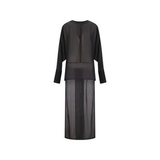Darkpark Maxi Dresses, female, Black, Size: XS Marine Keyhole Neckline Voile Shirt