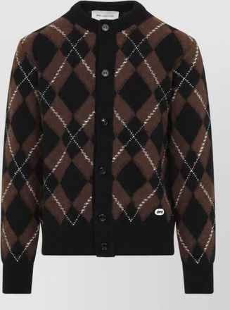 Ami wool argyle crewneck cardigan