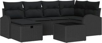 vidaXL Conjunto De Sof&aacute; De Jard&iacute;n 7 Pcs Negro 234 X 124 X 85 Cm Vidaxl
