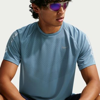 Nike Mens Stride Dri-FIT Winterized Short-Sleeve Running Top in Blue | IX5938-008