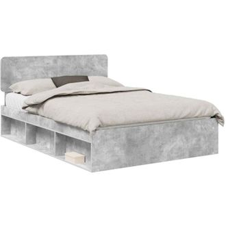 vidaXL Estructura De Cama Con Cabecera Gris Concreto 150 X 200 Cm Vidaxl