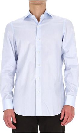 Finamore Camicia sartoriale Traveller - Heren - Zakelijke Overhemden - Blauw - 2XL - Katoen - Overhemden
