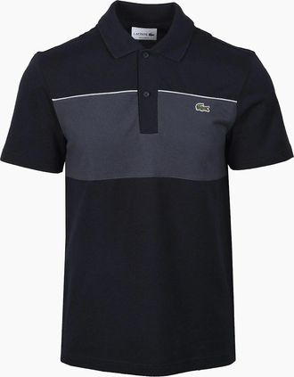 Lacoste Mens LACOSTE BLOCK COLOUR POLO SHIRT BLACKBIRD/GRAPE - Size: 38
