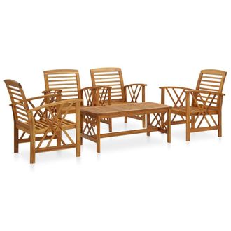 Berkfield Home 5 Piece Garden Lounge Set Solid Acacia Wood in Brown