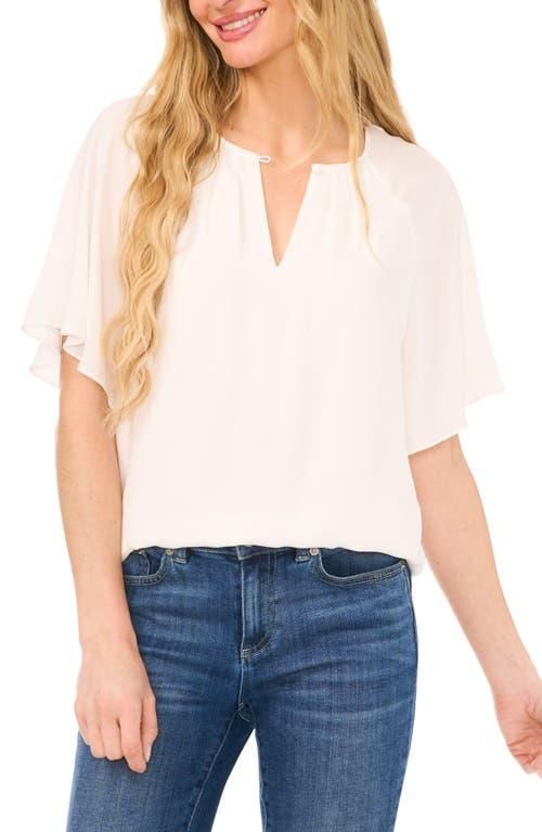 CeCe by Cynthia Steffe Ruffle Sleeve Top in New Ivory at Nordstrom