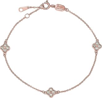 Suzy Levian 14K Yellow Gold &.24 cttw Diamond Clover By the Yard Bracelet