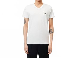 Lacoste V-Neck Short Sleeve Tee In White