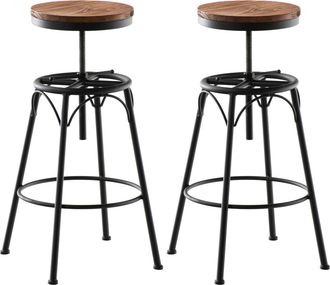 Clp Set De 2 Taburetes De Bar Beam De Metal Y Madera Negro