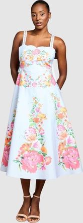 Coast Floral Cotton Dress in Pale Blue at Nordstrom, Size 14