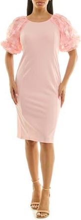 Nina Leonard Floral Sleeve Sheath Dress in Rose at Nordstrom Rack, Size X-Large