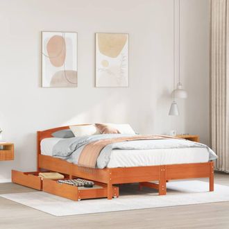 Berkfield Home Bed Frame without Mattress Wax Brown 140x200 cm Solid Wood Pine
