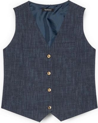 Fiorella Rubino Suit Vests - Dames - Gillet - Blauw - M - Denim - Kostuums