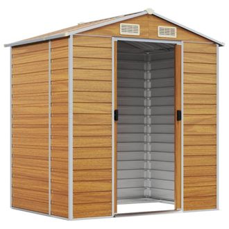 Berkfield Home Garden Shed Light Brown 191x130x198 cm Galvanised Steel | Size: 191 x 130 x 198 cm