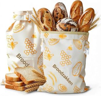 OEM Bolsas Reutilizables - Doble Capa Con Cierre De Cremallera Y Botones A Presi&oacute;n - Para Pan Y Productos De Pasteler&iacute;a - Set De 2 Unidades
