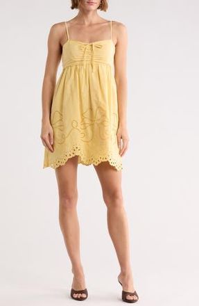 Moon River Eyelet Detail Minidress in Yellow at Nordstrom Rack, Size X-Small