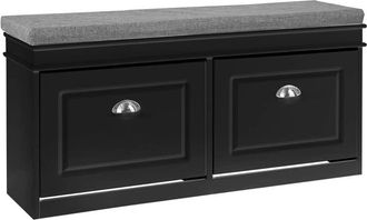 SoBuy Banco zapatero con 2 solapas mdf negro
