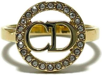 Dior Metal Rhinestone Band Ring (Pre-Owned)