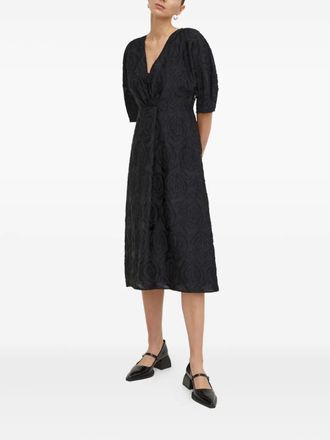 Day Birger Et Mikkelsen v-neck floral-pattern midi dress - women - Viscose/Polyester/Polyamide - 36 - Black