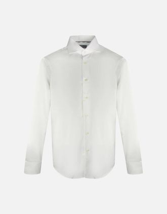 Aquascutum Mens Aquascutum Branded Long Sleeve White Shirt - White/White - Size: Regular/34