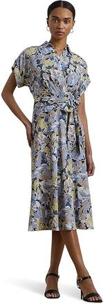 Lauren Ralph Lauren Fratillio-Short Sleeve-Day Dress Womens Dress Blue : 12, Polyester