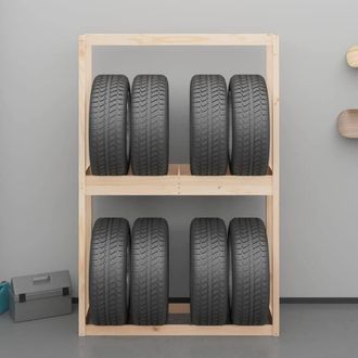 Berkfield Home Tire Rack 120x40x180 cm Solid Wood Pine in Natural | Size: 120 x 40 x 180 cm